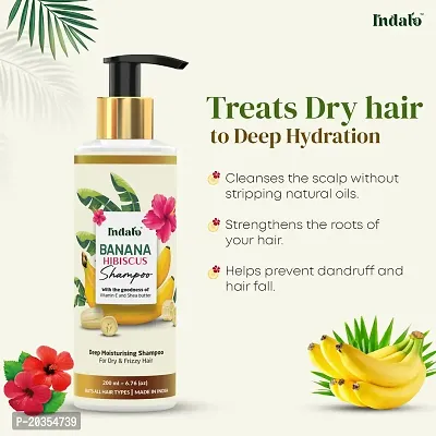 Indalo Banana Hibiscus Moisturizing Shampoo (200ml) and Conditioner (200ml) Combo with Vitamin E and Shea Butter for Dry  Frizzy Hair | Paraben and Sulphate Free | UV Protection For Men and Women-thumb3