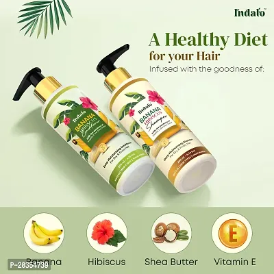 Indalo Banana Hibiscus Moisturizing Shampoo (200ml) and Conditioner (200ml) Combo with Vitamin E and Shea Butter for Dry  Frizzy Hair | Paraben and Sulphate Free | UV Protection For Men and Women-thumb2