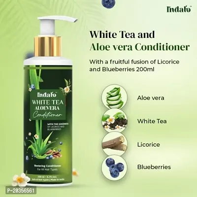 Indalo White Tea Aloevera Strengthening Shampoo (200ml) and Conditioner (200ml) Combo with Licorice and Blue Berries for Oily Hair Paraben Free Sulphate Free For Men and Women-thumb4