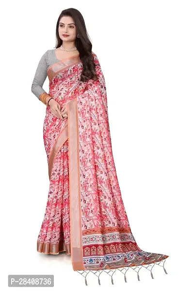 Stylish Cotton Silk Red Printed Saree with Blouse piece-thumb0