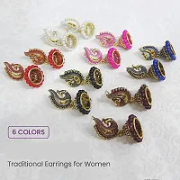 Rdgs Multicolour Golden Gold-Plated Oxidized Gold Peacock Traditional Marriage Party Combo Small Drop Jhumki Earrings For Wedding For Women -Set Of 6-thumb1