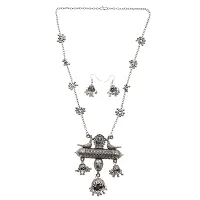 Oxidised Jewellery Set for Women | Silver Jewellery Set | German Silver Jewellery set | Long Afgani Chain Pendaint with Earring | Necklace Jewellery Set for Women |-thumb1