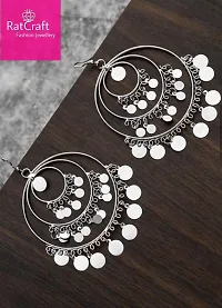 RatCraft Made in India Special Combo Offer Jewellery Set and Hoop earrings for Women Silver and Black Plated unique Oxidised Tribal Cotton Thread Traditional Earring Set with for Women  Girls-thumb3