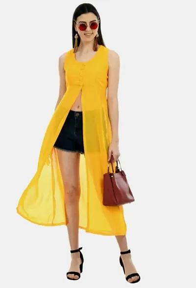 Stylish Yellow Long Top Type Open Cut Design