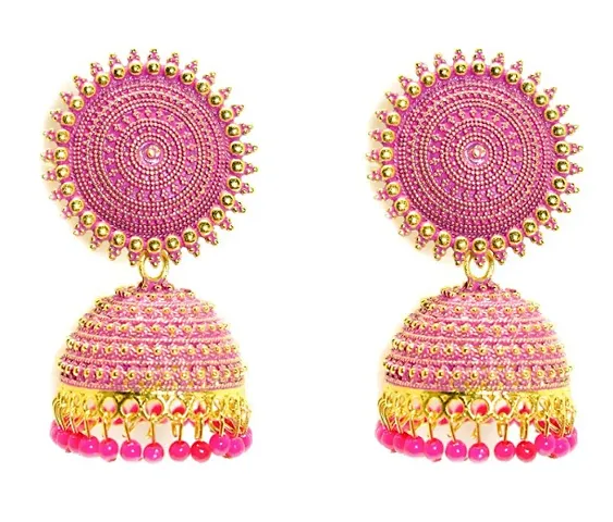 Traditional Indian Ethnic Oxidised Plated Meenakari Jhumka Jhumki Earrings Jewelry For Adorable Wome