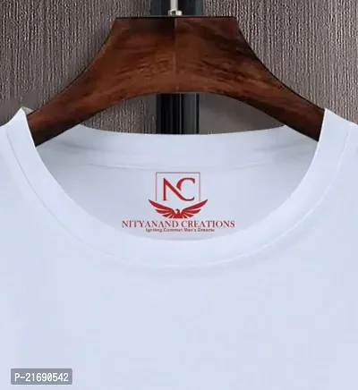 Round Neck Graphic Printed White T-Shirt-thumb5