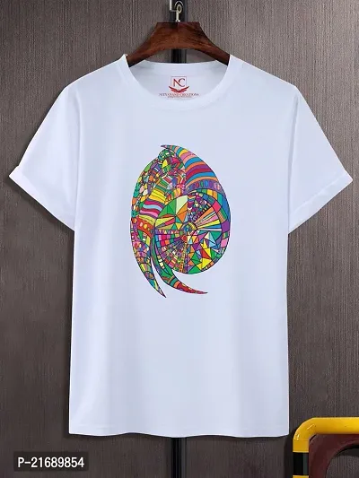 Round Neck Graphic Printed White T-Shirt-thumb3