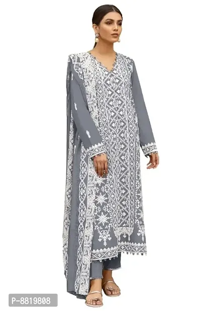 Classic Georgette Embroidered Dress Material with Dupatta-thumb0