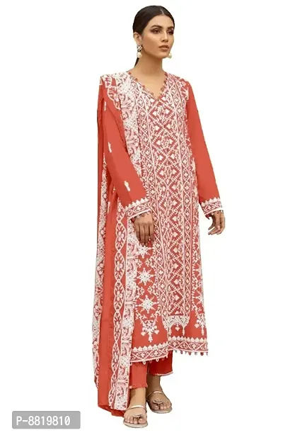 Classic Georgette Embroidered Dress Material with Dupatta