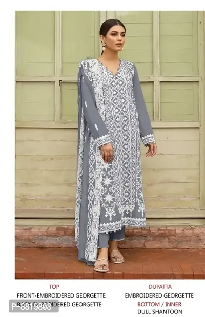 Classic Georgette Embroidered Dress Material with Dupatta-thumb3