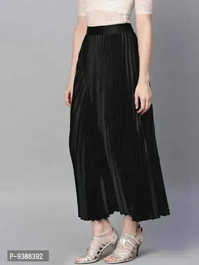 Womens Satin Accordion Pleated A-Line Midi Skirt-thumb3