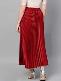 Womens Satin Accordion Pleated A-Line Midi Skirt-thumb1