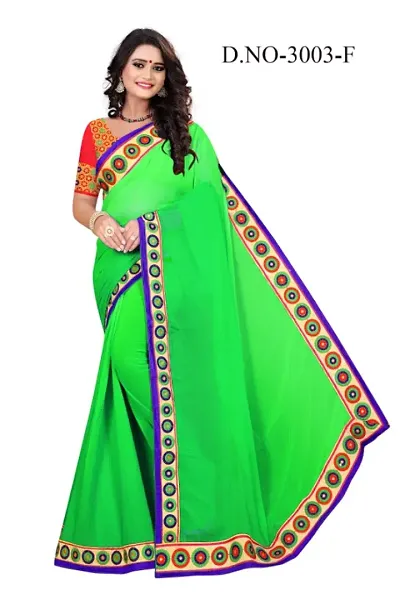 Weightless Padding Georgette Saree with Hand work Heavy work Blouse Piece