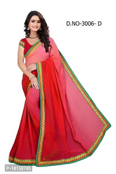 Weightless Padding Georgette Saree with Hand Mirror work  Heavy work Blouse Piece