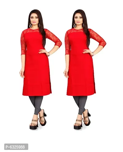 Women Stylish Solid Straight Combo of 2 Kurta