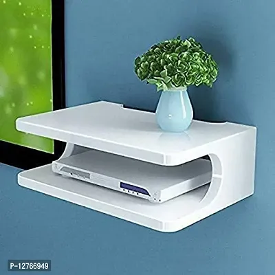 Set Top Box Stand Wall Shelf for WiFi Router Stand Color White-thumb2