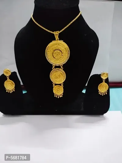 women gold plated pendent set-thumb0