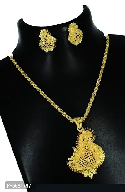 women gold plated pendent set-thumb0