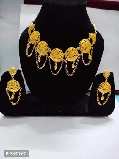 Trendy Brass Gold Plated Jewellery Set for Women-thumb0