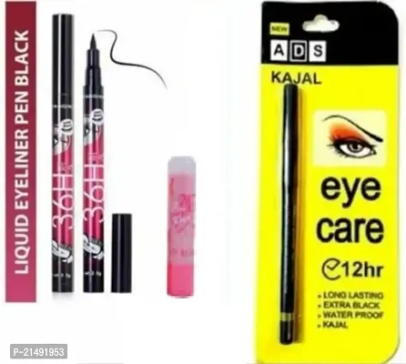 T J ENTERPRISESADS WATERPROOF 36 HR LINER 2 +NEW ADS NEW KAJAL 12 HR 1+ LIP BALM 1(PECK OF 3)