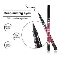 Women's  Girl's SMWF Black 36H Waterproof Yanqina Liquid Eyeliner and 3in1 Eyeliner, Mascara, Eyebrow Pencil and Kajal Pencil - (Pack of 5)-thumb1