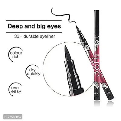 Women's  Girl's SMWF Black 36H Waterproof Yanqina Liquid Eyeliner and 3in1 Eyeliner, Mascara, Eyebrow Pencil and Kajal Pencil - (Pack of 5)-thumb2