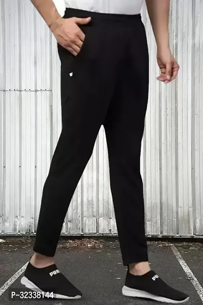 Men Solid Black Track Pants-thumb0