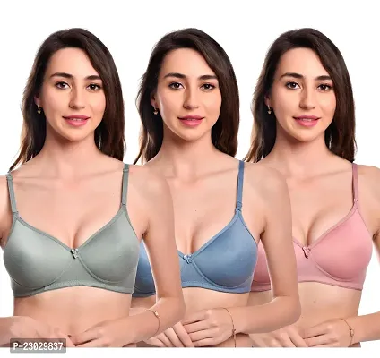 Stylish Cotton Bra For Women Pack Of 3-thumb0