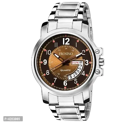 Frosino Mens Quartz Watch, Business Casual Fashion Analog Wrist watch Classic Calendar Date Window, Waterproof Comfortable Stainless Steel strap Brown Watch for men - FRAC101821-thumb0
