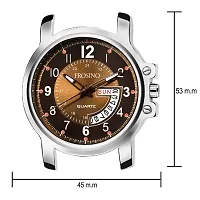 Frosino Mens Quartz Watch, Business Casual Fashion Analog Wrist watch Classic Calendar Date Window, Waterproof Comfortable Stainless Steel strap Brown Watch for men - FRAC101821-thumb2