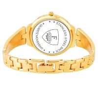 Gold metal strap with Gold color case and Gold dial Analog watch for Girls and Women-thumb1