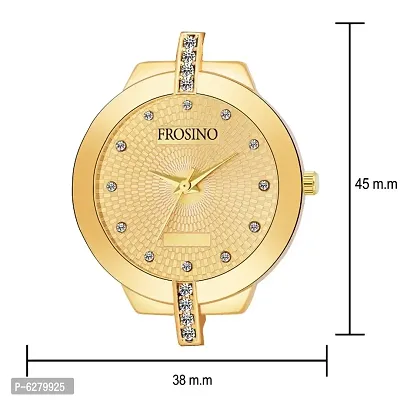 Gold metal strap with Gold color case and Gold dial Analog watch for Girls and Women-thumb3