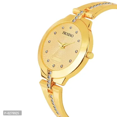 Gold metal strap with Gold color case and Gold dial Analog watch for Girls and Women-thumb4