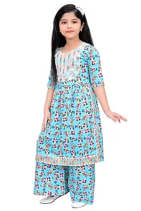 Alluring Blue Georgette Self Pattern Stitched Salwar Suit Set For Girls-thumb3