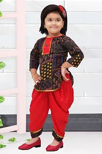 Alluring Black Georgette Printed Short Kurti With Palazzos For Girls-thumb2