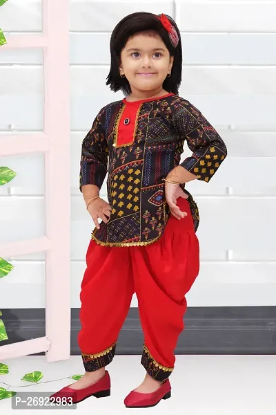 Alluring Black Georgette Printed Short Kurti With Palazzos For Girls-thumb3