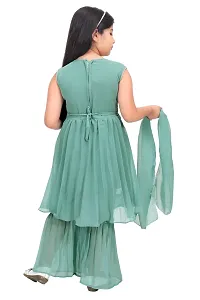 Alluring Green Georgette Self Pattern Stitched Salwar Suit Set For Girls-thumb1