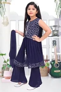 Alluring Blue Georgette Self Pattern Stitched Salwar Suit Set For Girls-thumb4