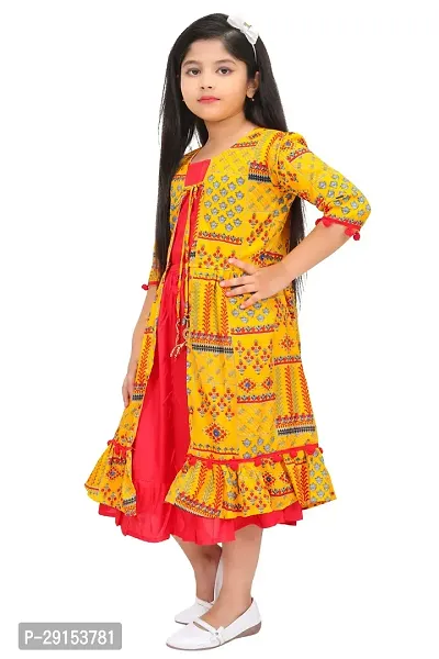 Alluring Yellow Georgette Self Pattern Kurta For Girls-thumb5