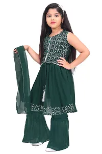 Alluring Green Georgette Self Pattern Stitched Salwar Suit Set For Girls-thumb3