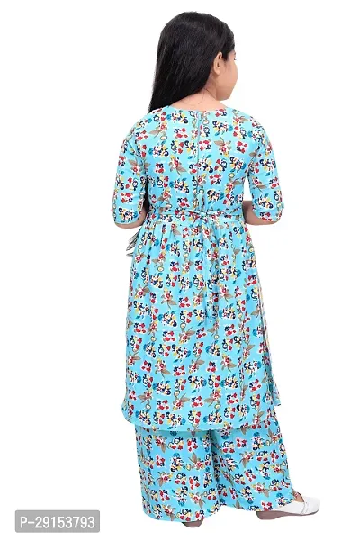 Alluring Blue Georgette Self Pattern Stitched Salwar Suit Set For Girls-thumb2