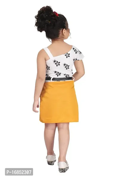 Elegant Yellow Georgette Self Pattern Dress For Girls-thumb3