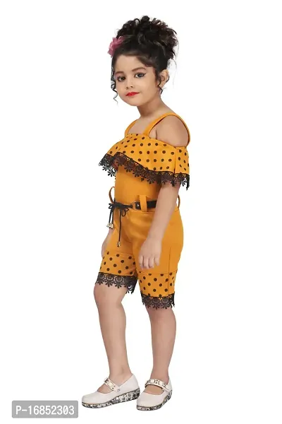 Elegant Yellow Georgette Self Pattern Dress For Girls-thumb2