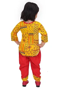 Alluring Yellow Georgette Printed Short Kurti With Palazzos For Girls-thumb1