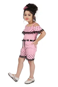 Elegant Pink Georgette Self Pattern Dress For Girls-thumb1