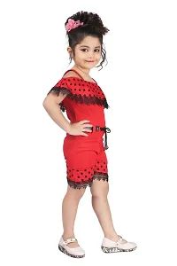 Elegant Red Georgette Self Pattern Dress For Girls-thumb1