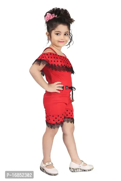 Elegant Red Georgette Self Pattern Dress For Girls-thumb2