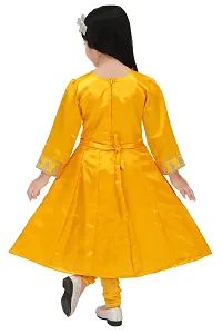 Elegant Yellow Georgette Self Pattern Frocks For Girls-thumb2