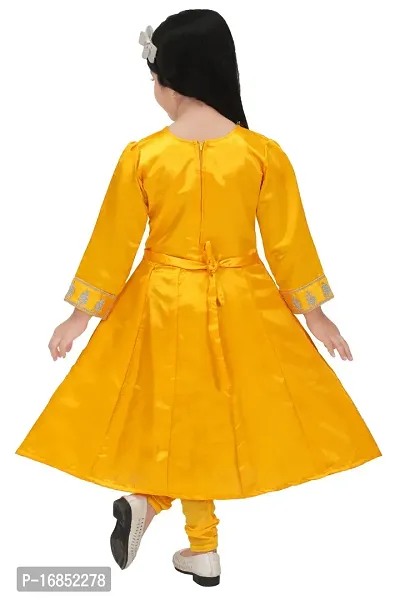 Elegant Yellow Georgette Self Pattern Frocks For Girls-thumb3