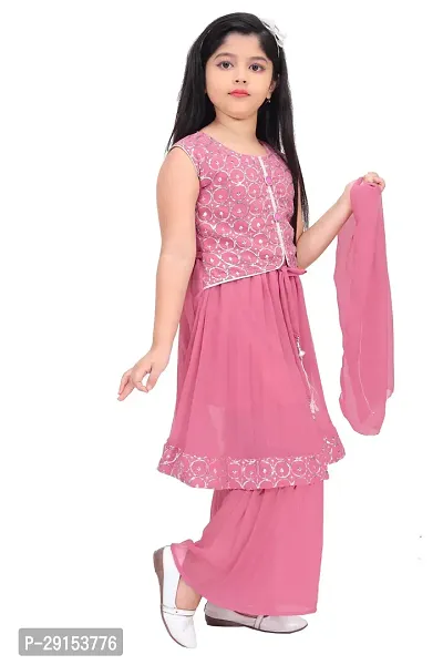 Alluring Pink Georgette Self Pattern Stitched Salwar Suit Set For Girls-thumb3